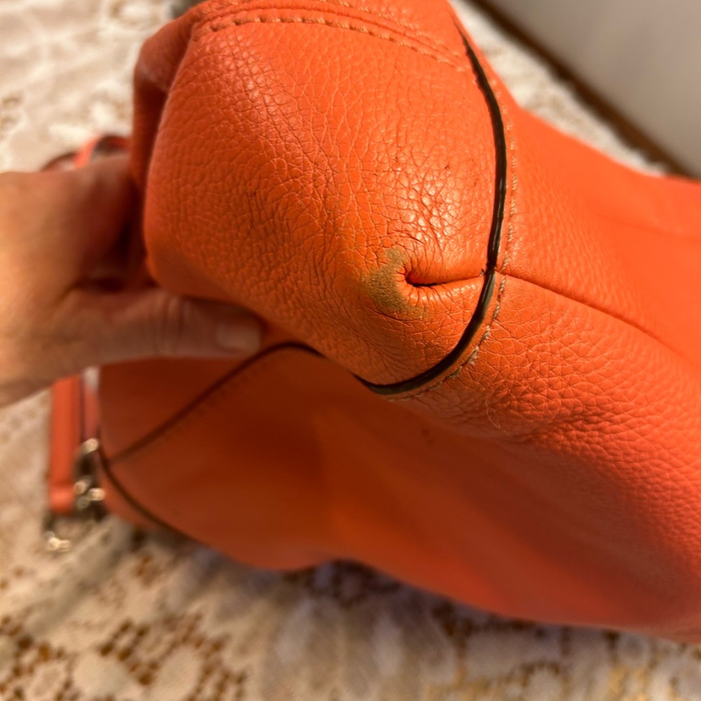 Coach Lexy Vibrant Orange Leather Shoulder Bag with Studs.  With wallet - Picture 7 of 15